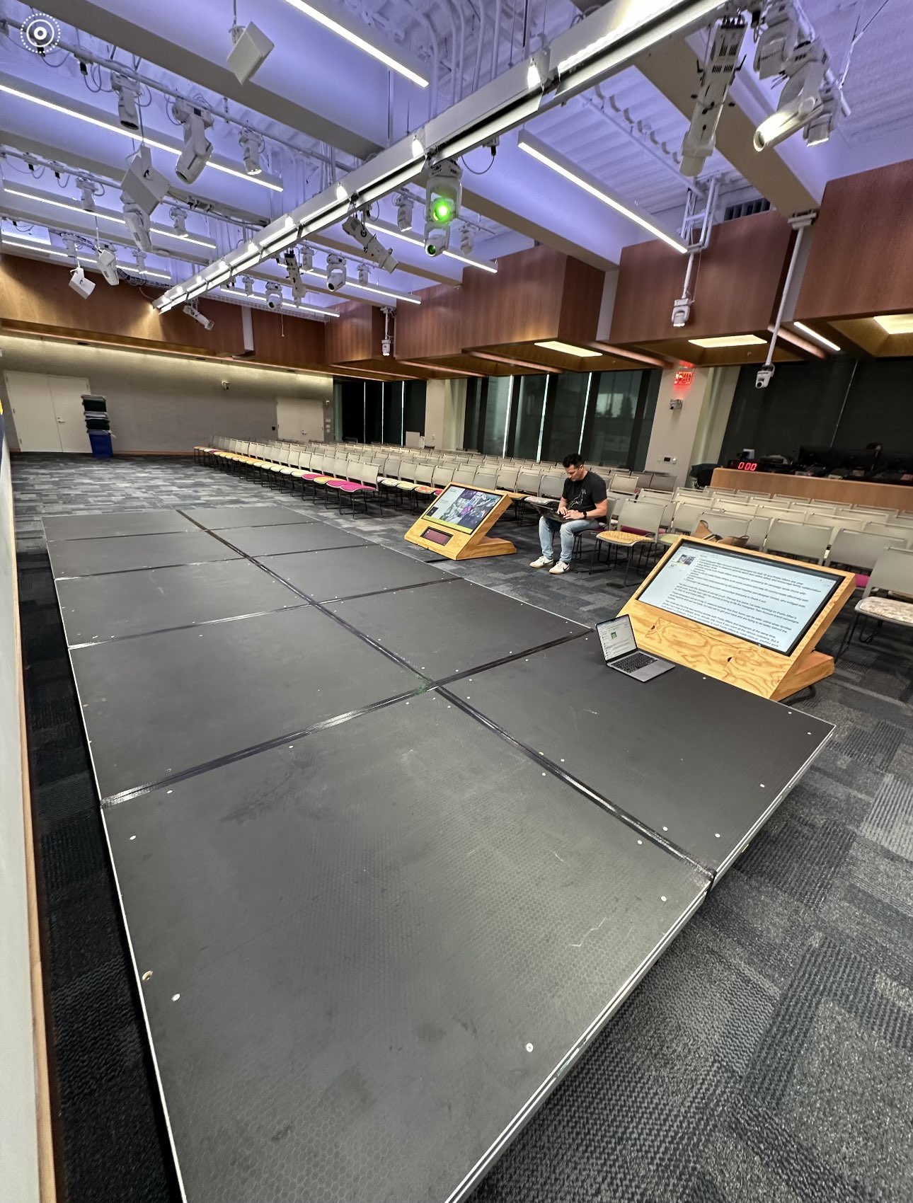 Stage rental and presentation setup for NYC event